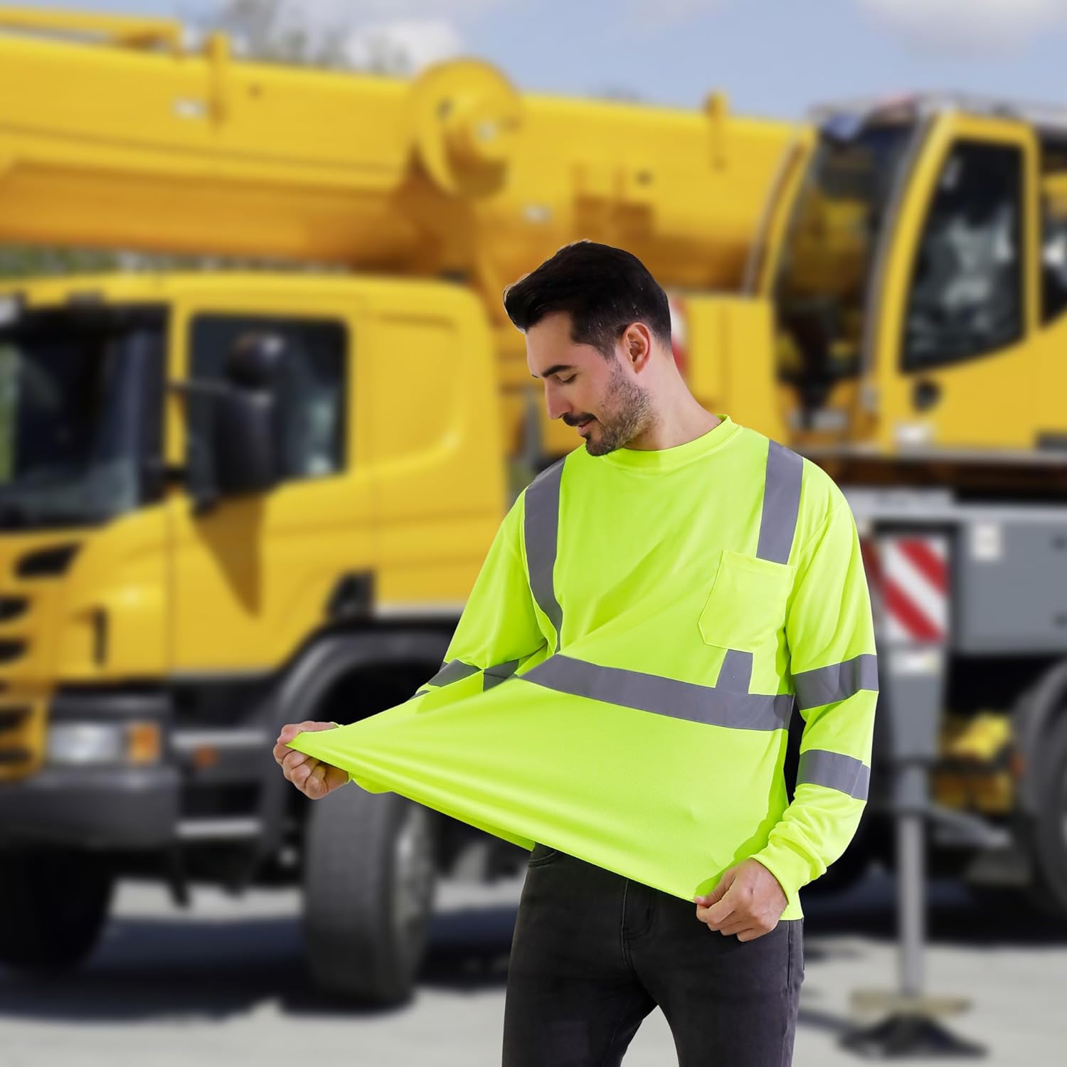 Reflective Safety Shirts Long Sleeve High Visibility Reflective Breathable T Shirts for Work Construction Class 3 - Image 3