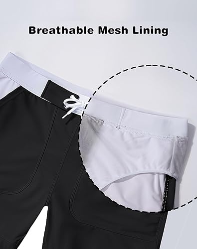 Vista 5 de MAGNIVIT Traje de baño para hombre, color liso, básico, largo, deportivo, con bolsillos