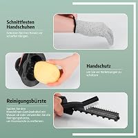YC Kitchen 7 az 1-ben Állítható Mandolin Szeletelő - Rozsdamentes Acél Zöldségszeletelő Julienne Funkcióval, Védőkesztyűvel és Tisztítókefév 6