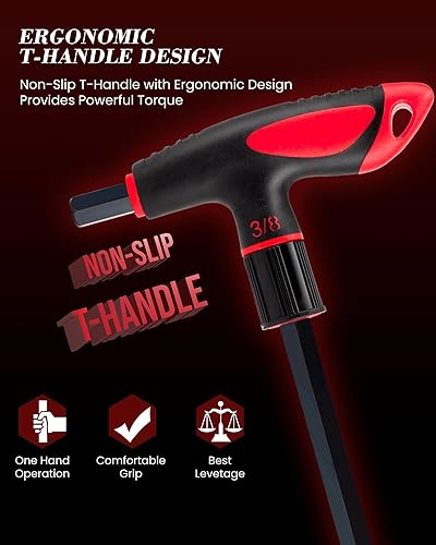 Miniatura 10 de Lichamp Juego de 8 llaves Allen métricas con mango en T, 2 a 0.394 in, cabeza de bola, excelente juego de alta resistencia