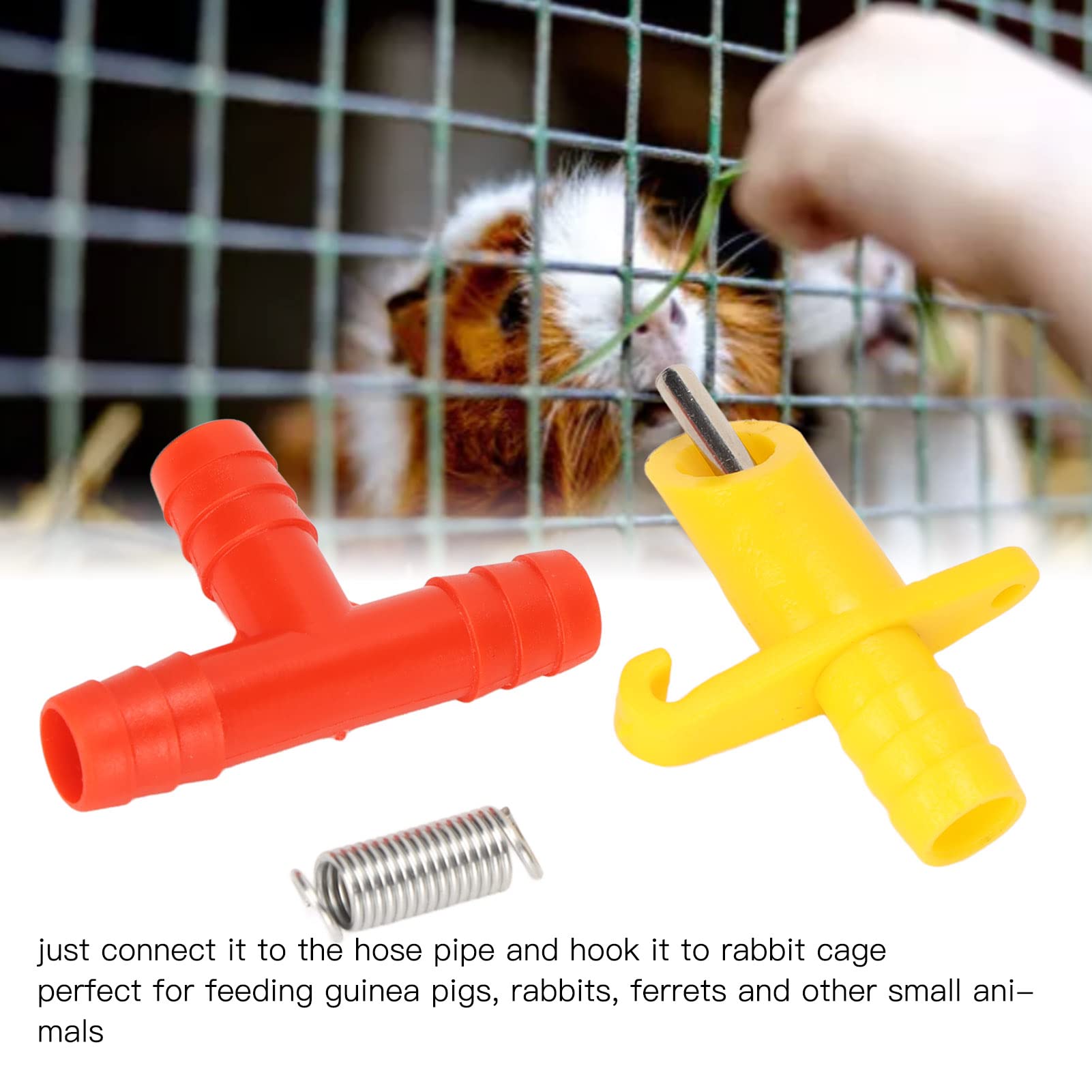 100 juegos de bebederos automáticos de bebedero de agua para conejos, bebedero automático para roedores, acero inoxidable, plástico integrado, pezón automático de agua de conejo para conejo, cerdo, hu