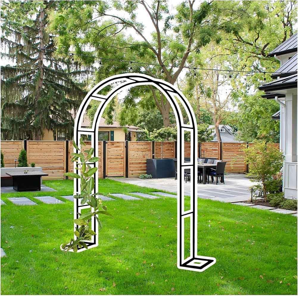 Large Garden Arch, Extra Wide 300/350Cm Garden Arbor Archway, Rose Arch for Roses Climbing Plants Support Wedding Arch Extra Tall Pergola Trellis Grape Vines Archway,Black,W1.4M*H2.3M