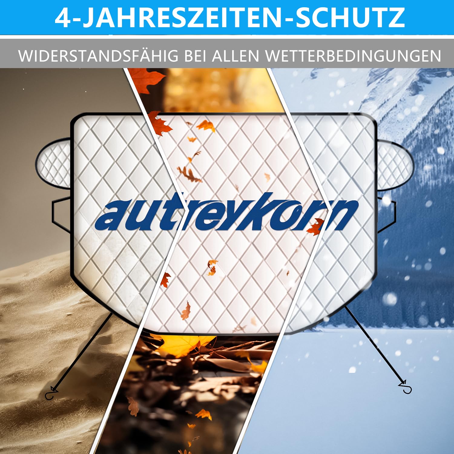 Sonnenschutz Auto Frontscheibe 193 x 157 x 126 cm, UV-Schutz, Diebstahlschutz, Schutz vor Staub, 5 Magnete, mit Aufbewahrungstasche, für die meisten Fahrzeuge (einschließlich SUVs)