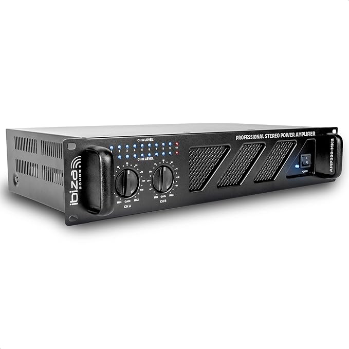 Ibiza AMP300-MKII Amplificateur Sono Professionnel 2x240W – Amplificateur de Puissance Stéréo Rackable 19” avec Entrées RCA/Jack, Sorties Speakon/Bornier et Protection Électronique