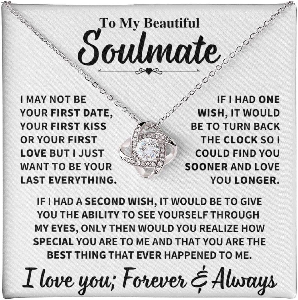 To My Soulmate Necklace for Women, Gifts for Her, Soulmate Necklace for Her, Gifts for Soulmate, Best Birthday Meaningful Gift Ideas For Soulmate, Women Romantic Jewelry For Her Anniversary