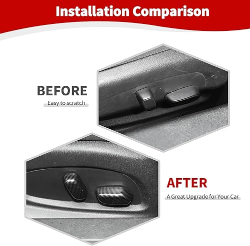 Miniatura 2 de RT-TCZ Para Camaro Asiento Ajuste Botón Cubierta Del Ajuste Del Botón, Accesorios Interior De Fibra De Carbono Para Chevrolet Chevy Camaro 2017+