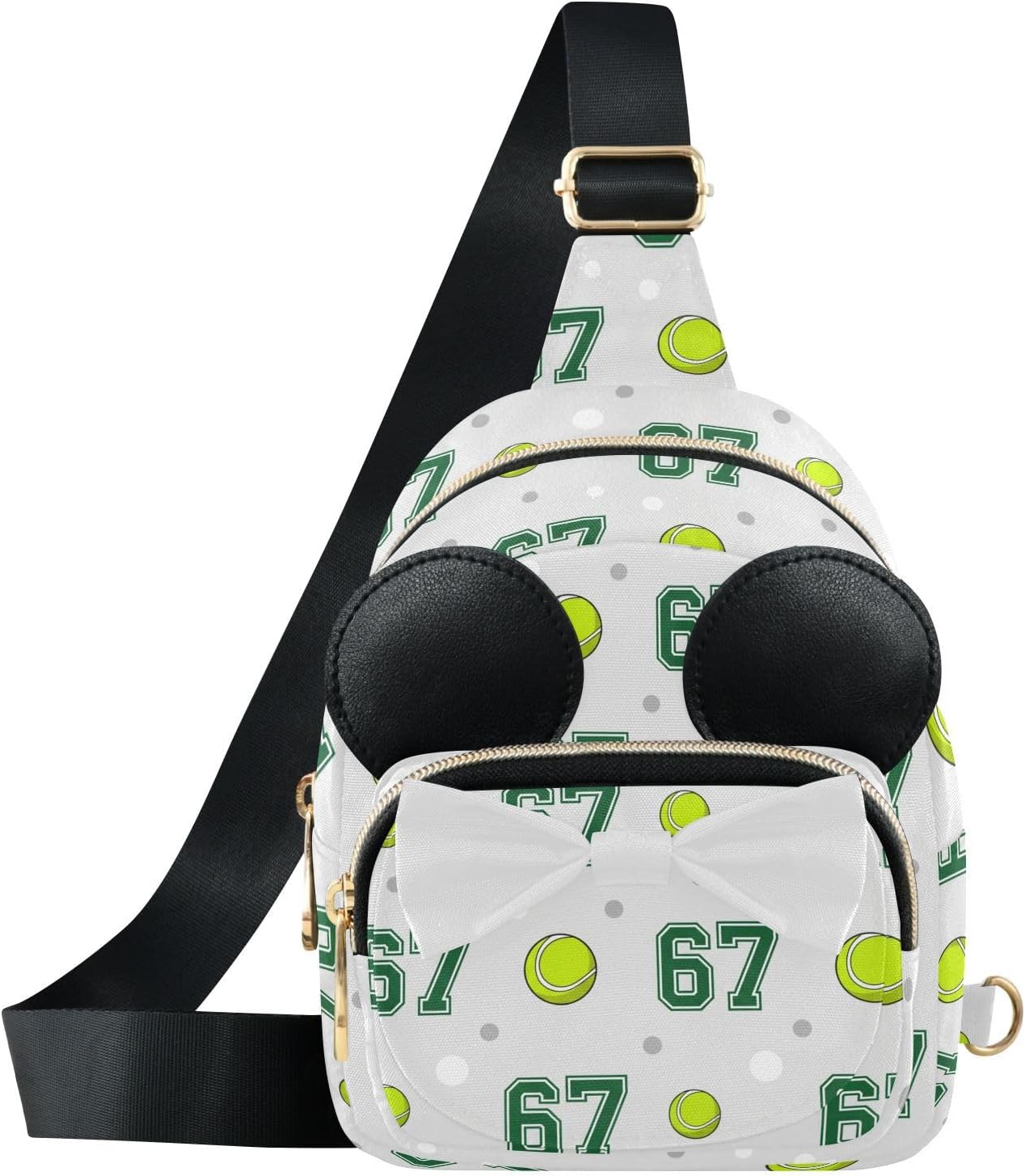 Sinestour Six Seven Kids Crossbody Bags for Girls, 3.1"x5.7"x7.5" | Crossbody Fanny Pack, Toddler Purse, Cute Sling Belt Bag with Ears, 2L Small Shoulder Chest Bag for Travel