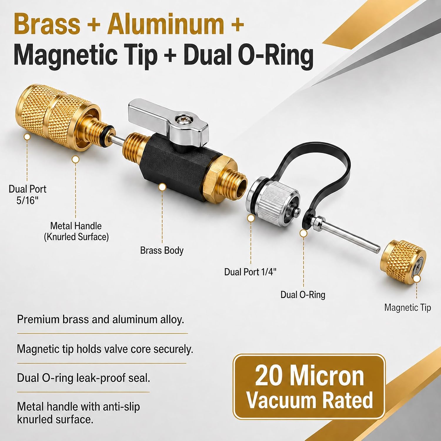 Upgraded 2 in 1 Valve Core Tool 1/4 5/16 Inch Compatible with A2L R410a R32