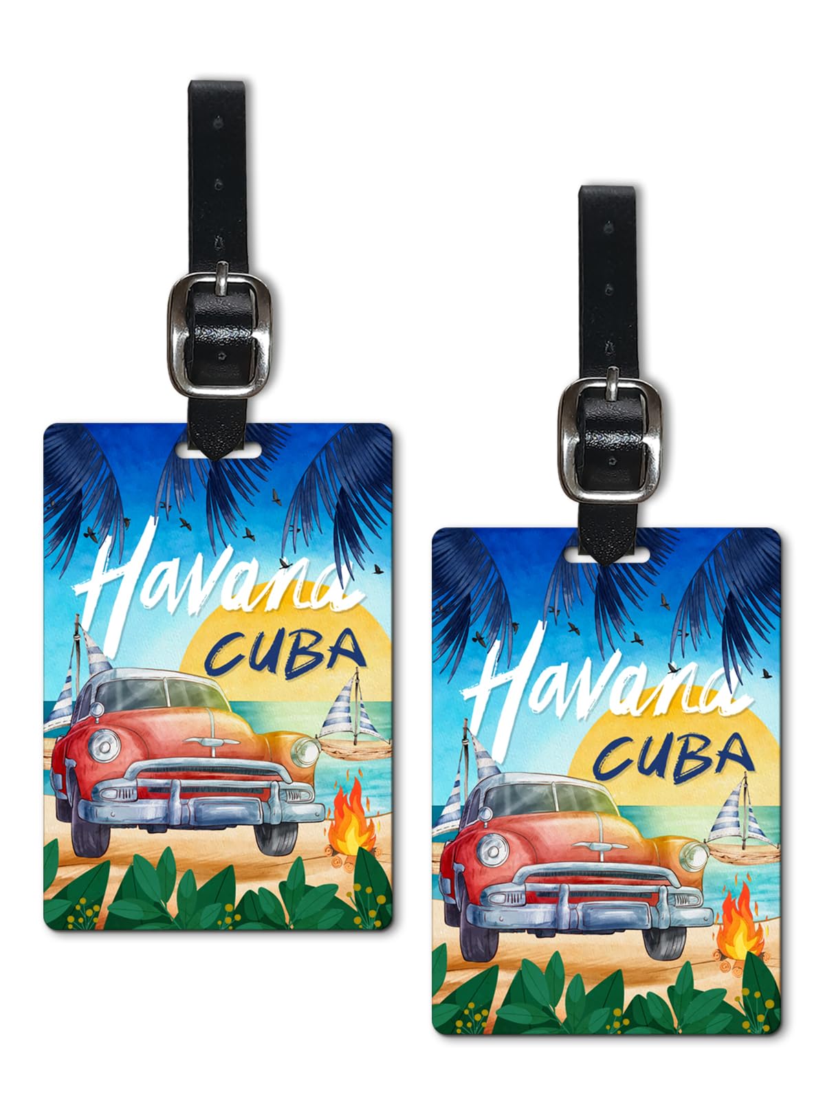 Lentikart 3D Lenticular Luggage Tag Set of 2 | Havana Cuba Beach Vacation Party | Luggage/Bag/Travel ID Label Tags for Suitcase & School Bags-image-17