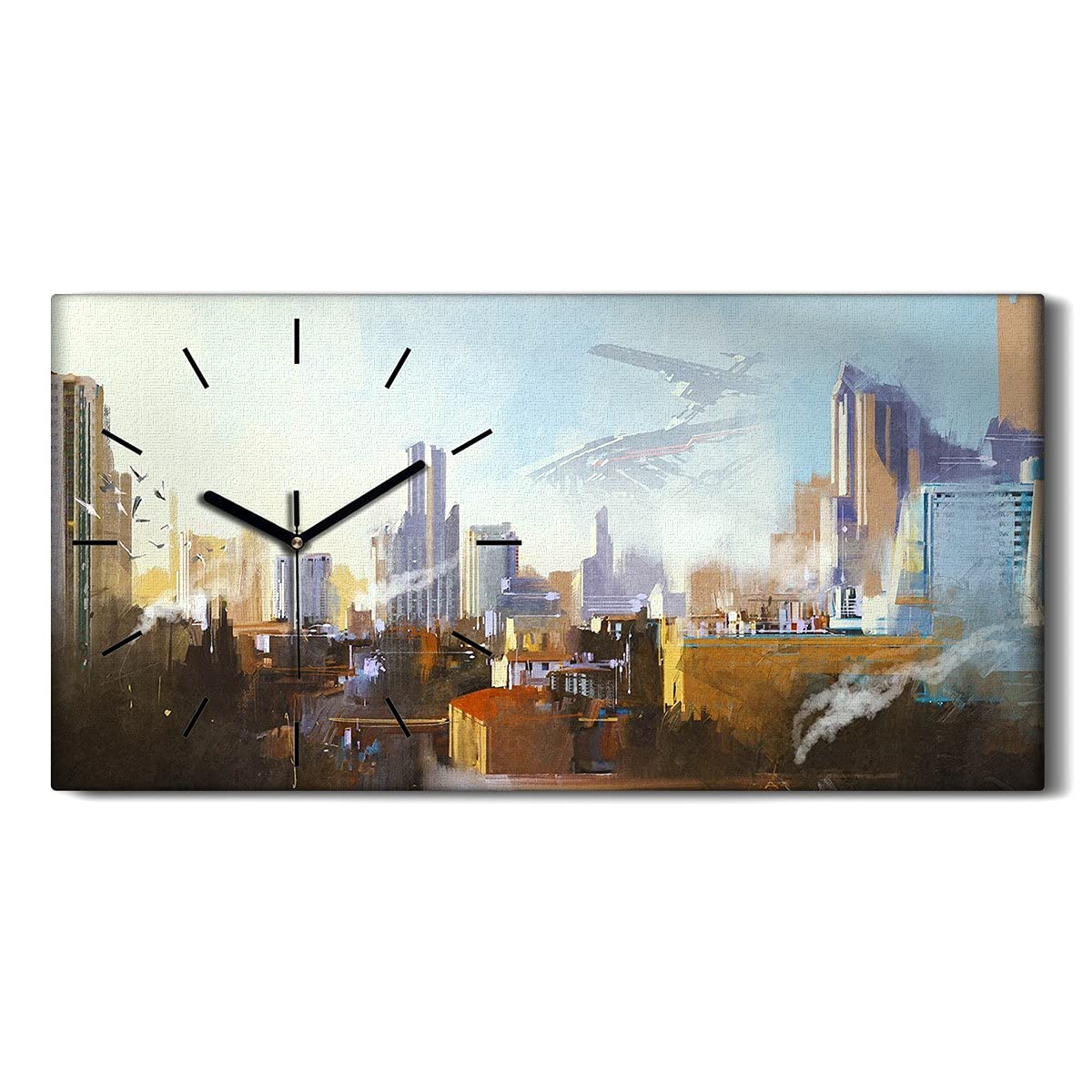 Horloge sur toile tableau art moderne de salon scifi 60x30