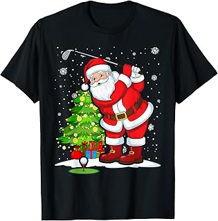 Golf Christmas Men Club Playing Santa T-Shirt