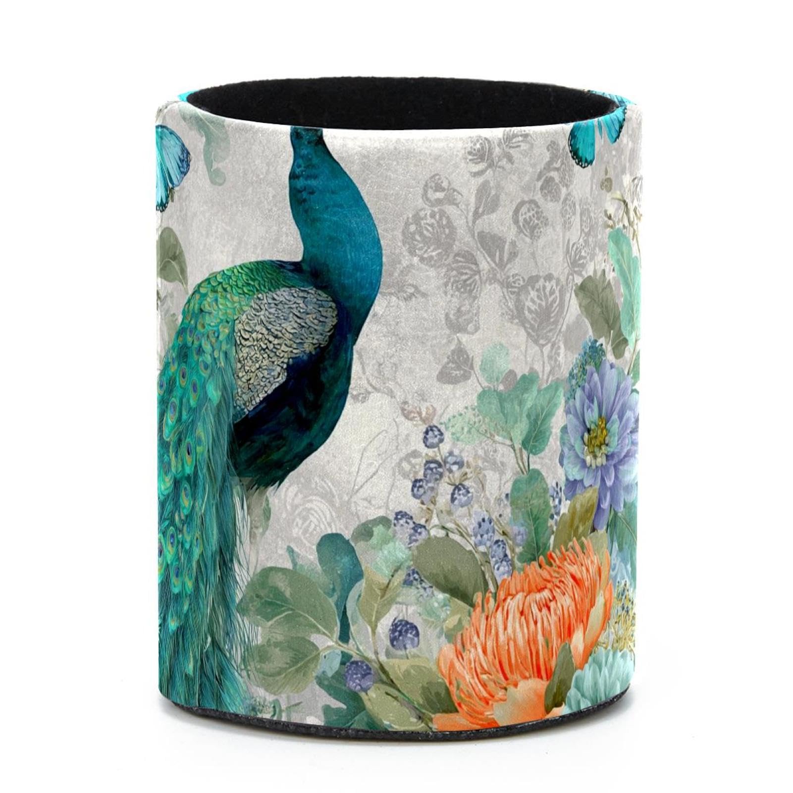 VAPOKF Round Pencil Holders for Desk, Peacock Pen Holders Pen Pot Makeup Brushes Storage Desktop Stationery Supplies Organiser for Home Office