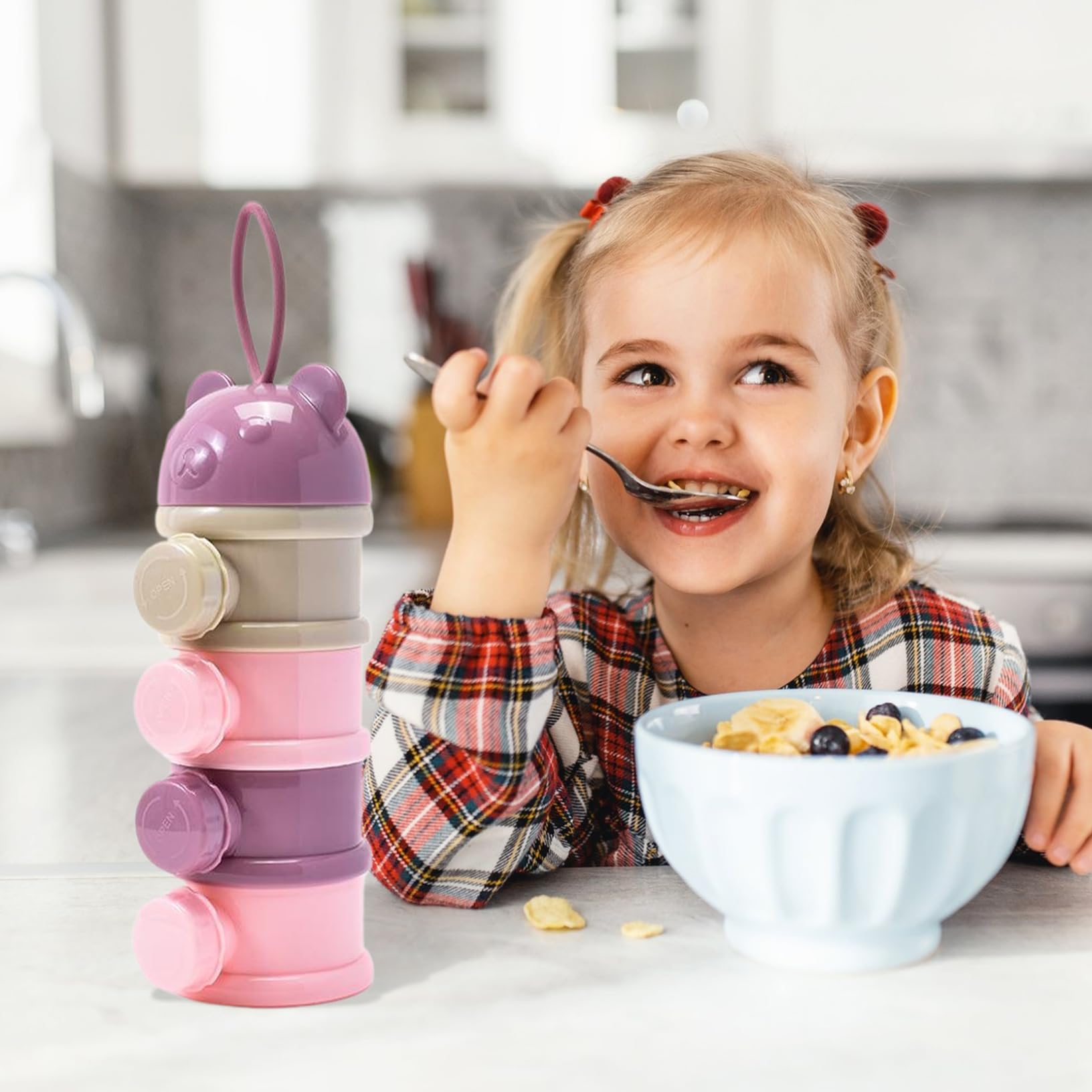 Dispensador de polvo para bebés, contenedor de fórmula para bebés apilable 3x9 con 4 compartimentos, dispensador de leche de bebé de uso múltiple práctico para almacenar bocadillos, leche en polvo, m