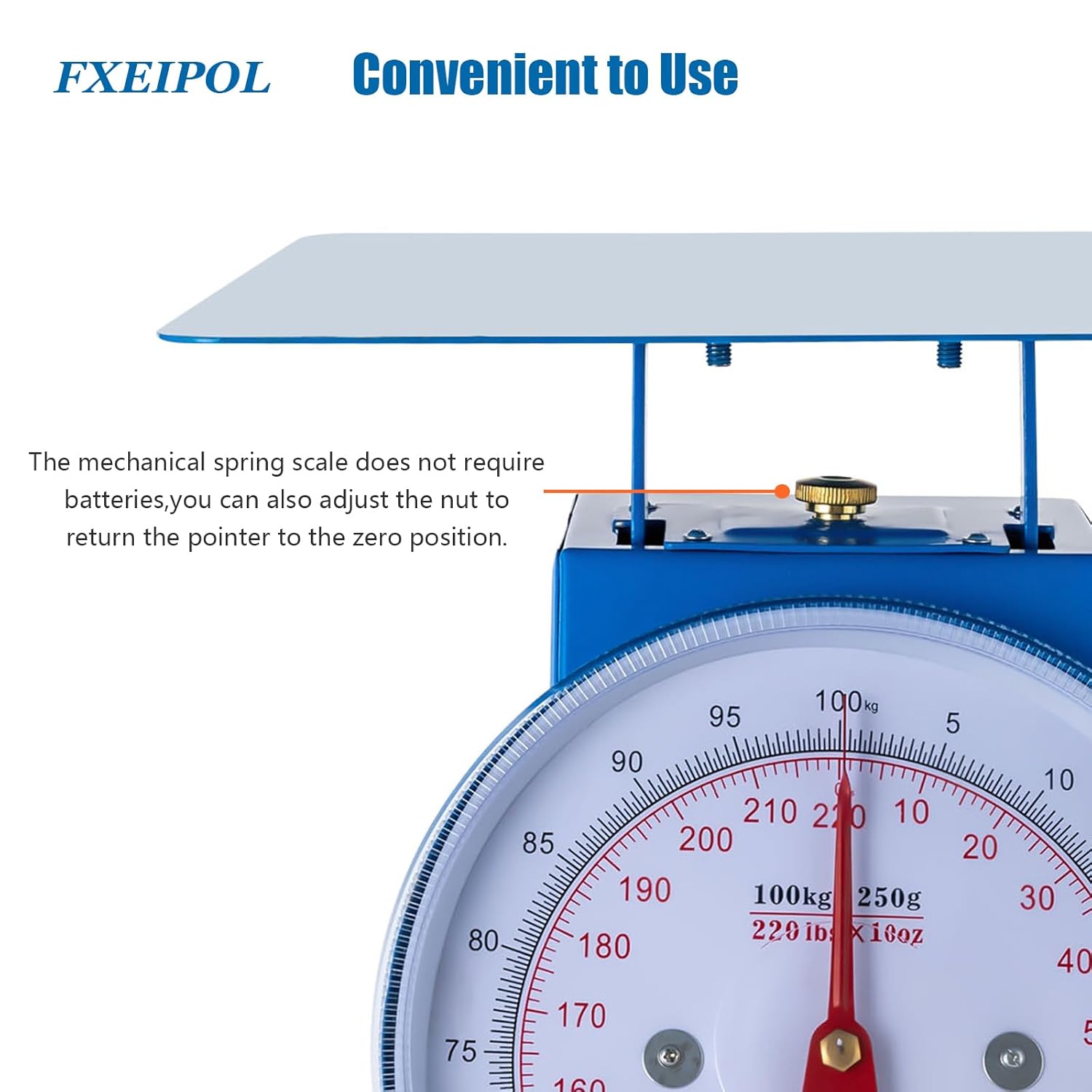 220lbs/100kg Mechanical Kitchen Scale, Mechanical Dial Scale with 13 x 13 Inch Weighing Pan Heavy Duty Food Scale for Supermarkets, Food Markets, Snack Shops
