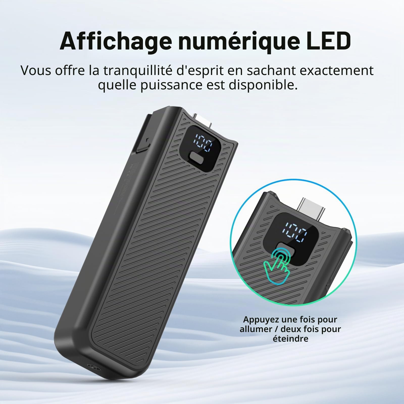 Poignée de batterie de mise à niveau avec affichage LED Compatible avec DJI Osmo Pocket 4 et Pocket 3 Caméra, poignée de batterie de charge rapide 5000mAh 22,5W pour Xtra Muse/Pocket 3, filetage de 1