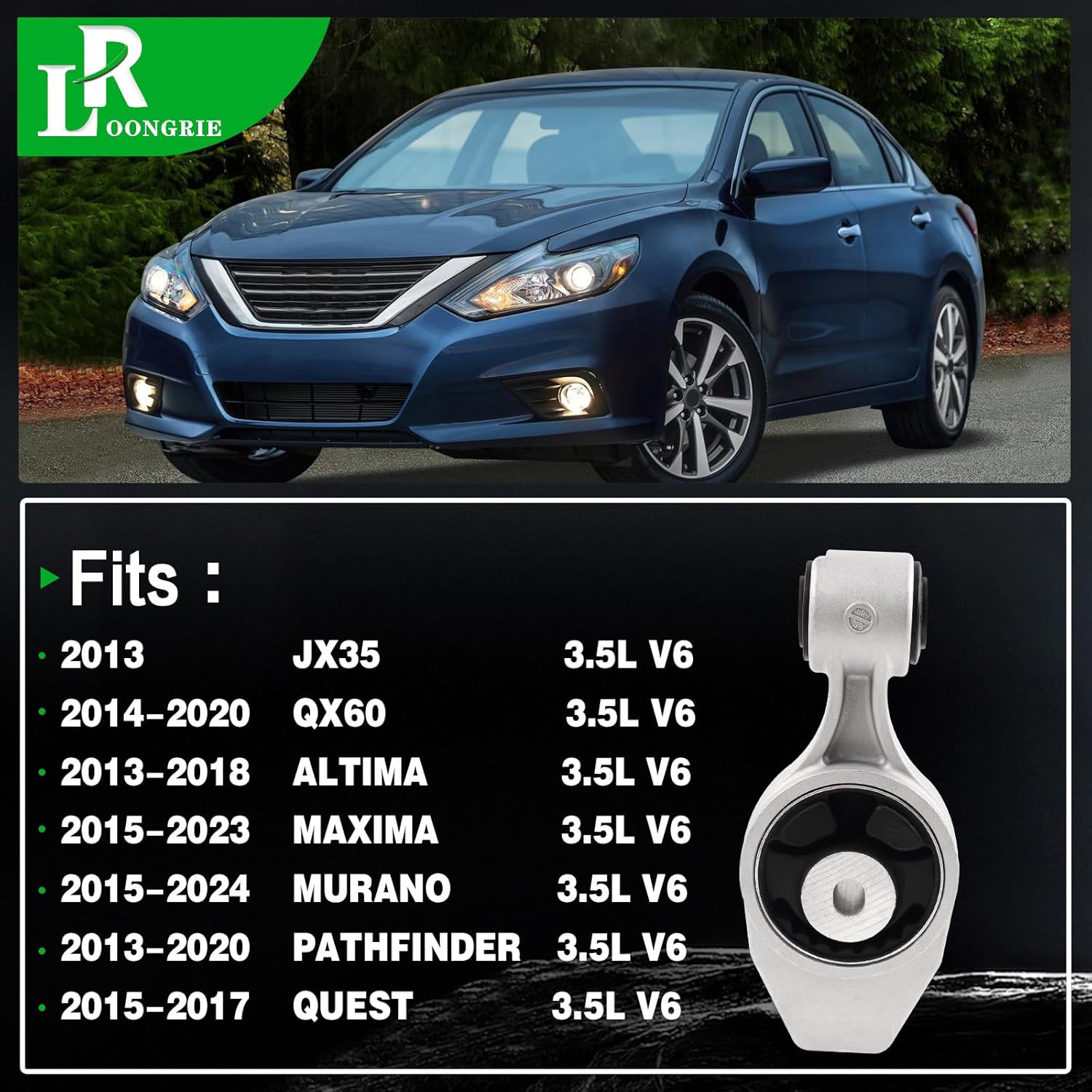 Engine Torque Strut Mount Replacement Compatible with 2013-2018 Altima & 2015-2024 Maxima Murano & 2013-2020 JX35 QX60 & 2013-2020 Pathfinder Quest 3.5L V6 Engine,Replace OE A7386 113504RA0A 1PCS