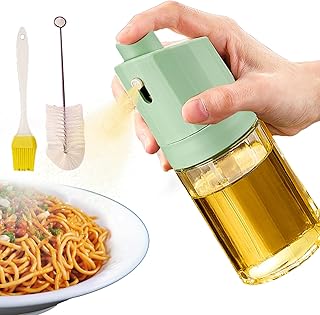食用オイルスプレーヤー | 230ml 透明 リークプルーフ 食品グレード オイルディスペンサー 付属ブラシ付き - キッチンオイルスプレー - お酢 揚げ物 ロースト バーベキュー グリル バター 植物 水 アウトドア 清掃 シェフ向け