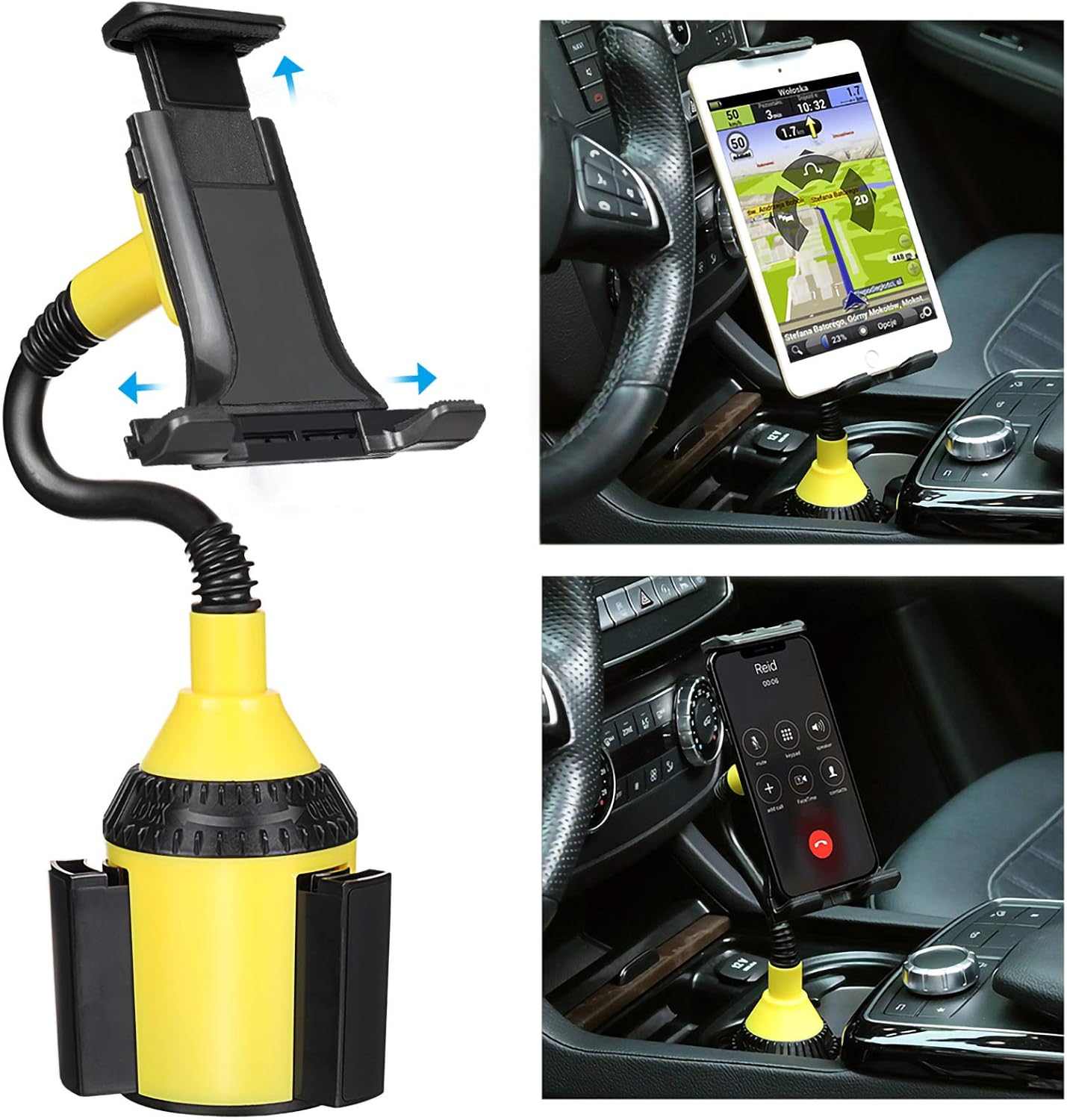 Phone Mount for Car TOOVREN Cup Holder Tablet/Cell Phone Cupholder Cradle with Adjustable Gooseneck for Apple iPad Pro/iPhone 11 Pro Max/X/XR/8/7 Plus, Samsung Note 10+/s9 Plus/Google Pixel 3XL/LG