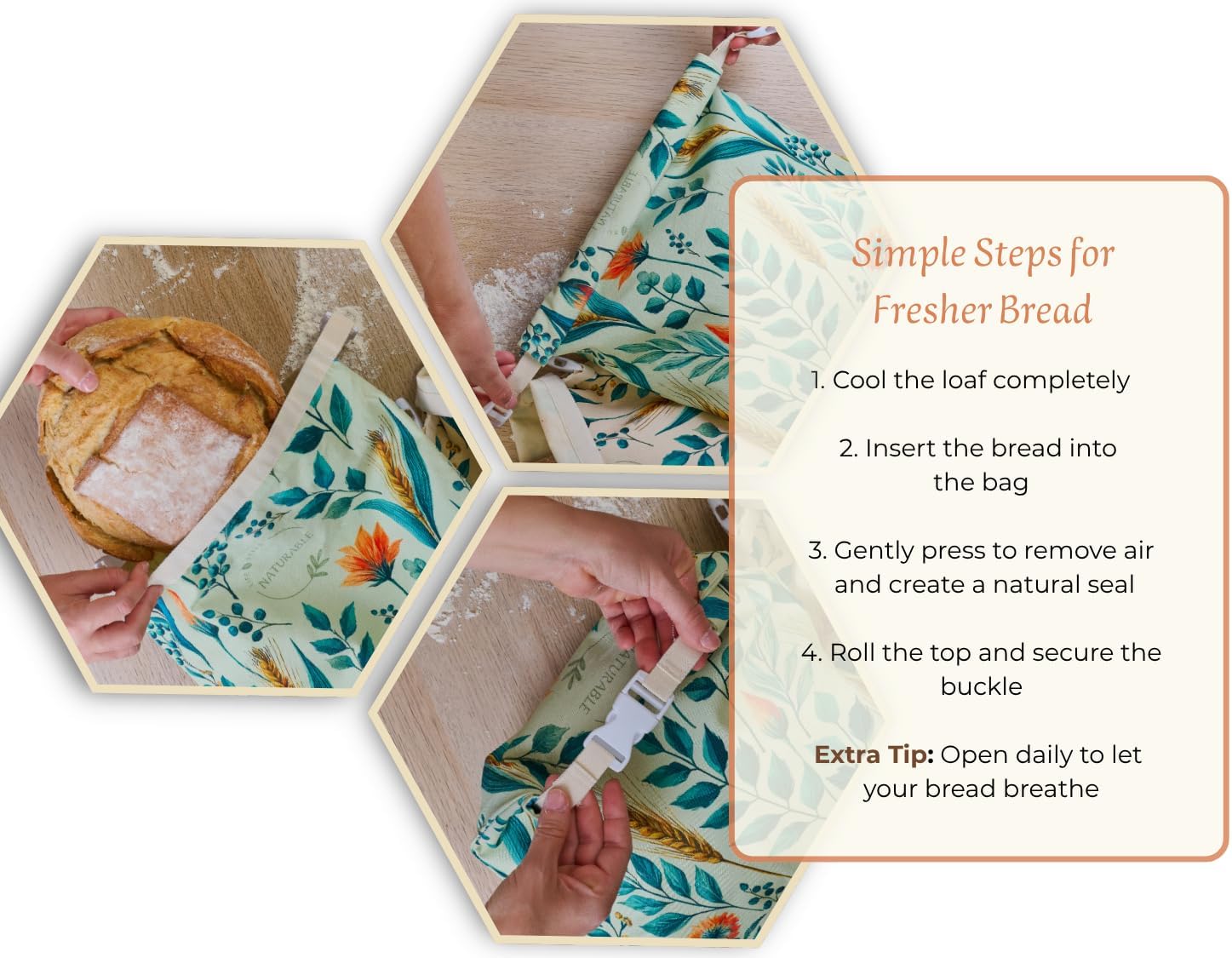 Beeswax Bread Bag for Homemade Bread & Beeswax Wrap Set, 2 XL Sourdough Bread Bags + 2 Beeswax Wraps for Food | Keep Bread Fresh, Breathable, Reusable & Less Waste Storage for Home Bakers | Beeswax Bread Bag