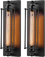 Licperron Industrial Black Wall Sconces 2-Pack, UL-Listed Vintage E26/E27 Light Fixtures for Bedroom, Bar, Hallway, Indoor Outdoor Decor