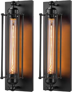 Licperron Industrial Black Wall Sconces 2-Pack, UL-Listed Vintage E26/E27 Light Fixtures for Bedroom, Bar, Hallway, Indoor Outdoor Decor