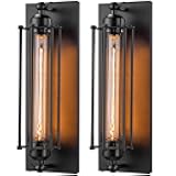Licperron Sconces Wall Lighting, Industrial Black Wall Sconces Antique Wall Light Fixtures for Bedside, Bar, Restaurant, Hallway, Indoor&Outdoor Decor, E26 & E27 Bar Lights, UL Approval, 2 Pack