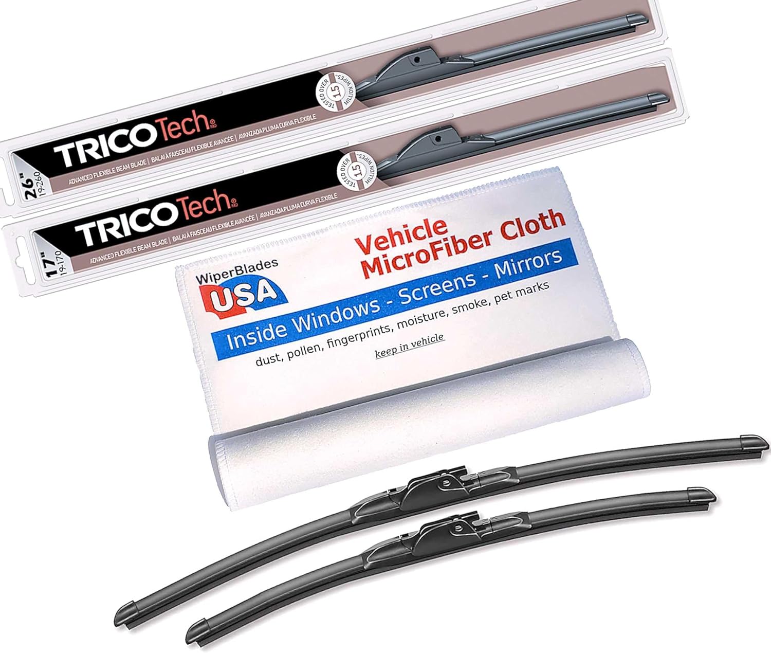 WiperBladesUSA Beam Blade Wipers compatible with Jaguar XE 2019 (Set of 2) Wiper Blades