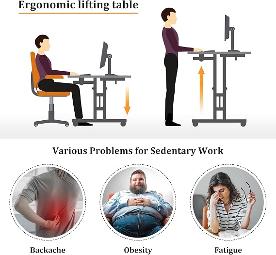 Enayplon Small Standing Desk with Wheels, Mobile Stand Up Desk, Portable Standing Table on Wheels for Walking Pad, Rolling Computer Desk Adjustable Height, Tall Table
