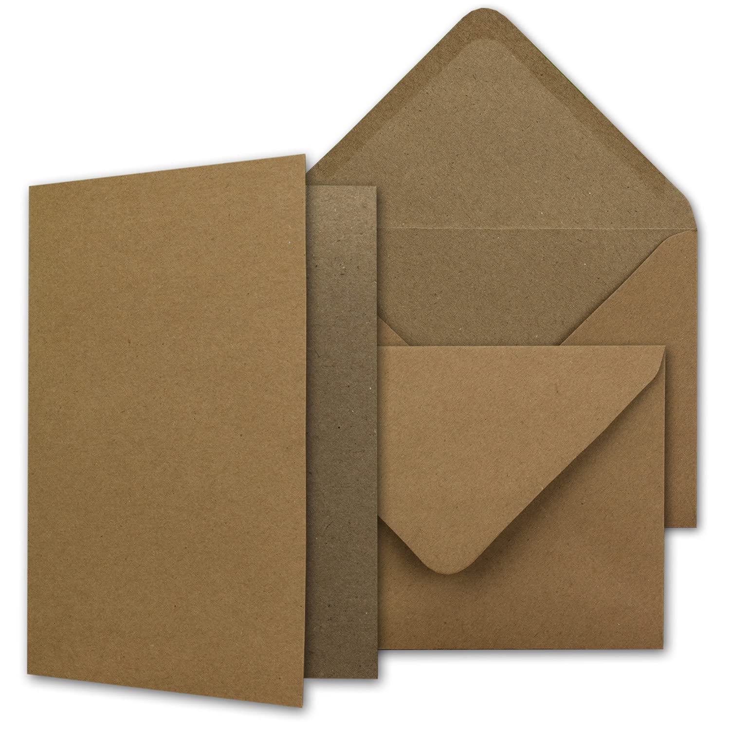 Set di 400 biglietti di carta kraft vintage con buste, carta riciclata marrone naturale – DIN A6/C6 – 10,5 x 14,8 cm – Set di biglietti per bricolage
