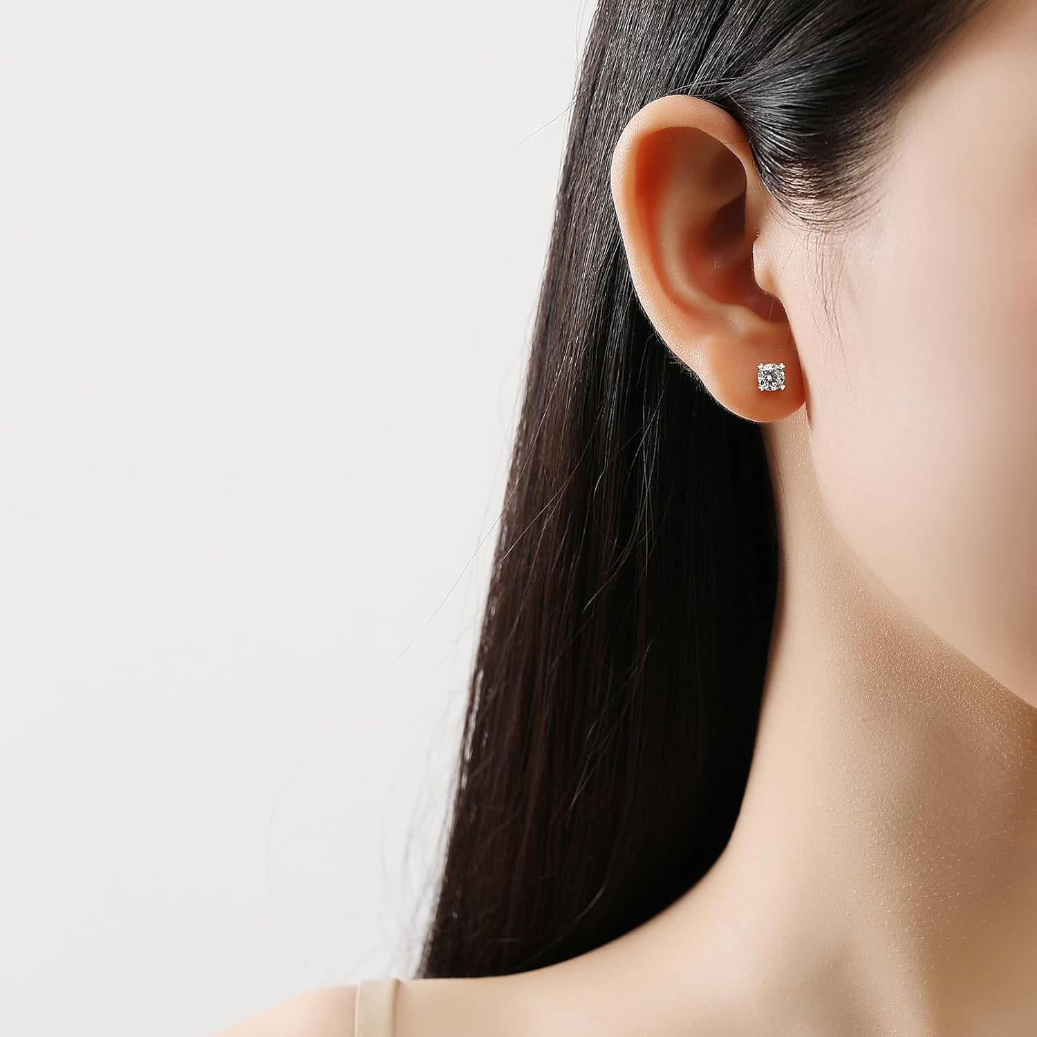 Moissanite Stud Earrings for Women,S925 Sterling Silver Plated 18K White Gold D Color VVS1 Moissanite Earrings for Women Promise Birthday Christmas Gift - Image 4