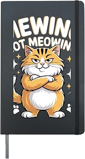 Mewing Not Meowing Viral Trending Memes Hardcover Journal, Black