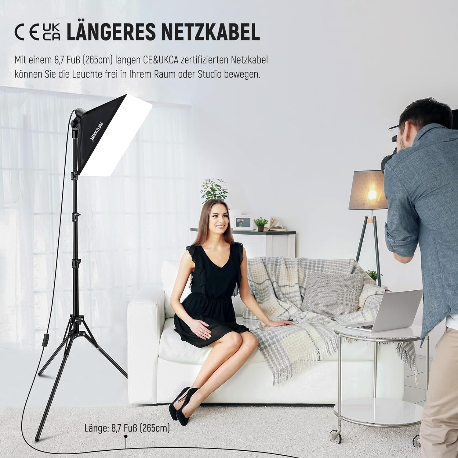 NEEWER 40x40cm Softbox Beleuchtung Set mit 35W LED Glühbirne E27 Sockel (EU Stecker) 5700K CRI93+, 180cm Licht Stativ für Fotografie Leuchte Videolicht Aufnahme TikTok, SF40