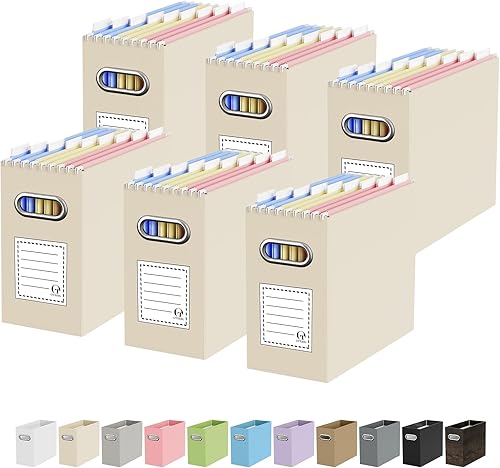 Vista 70 de Caja organizadora de archivos de cartón Oterri para carpetas de archivos colgantes tamaño carta, caja de archivos para escritorio de computadora