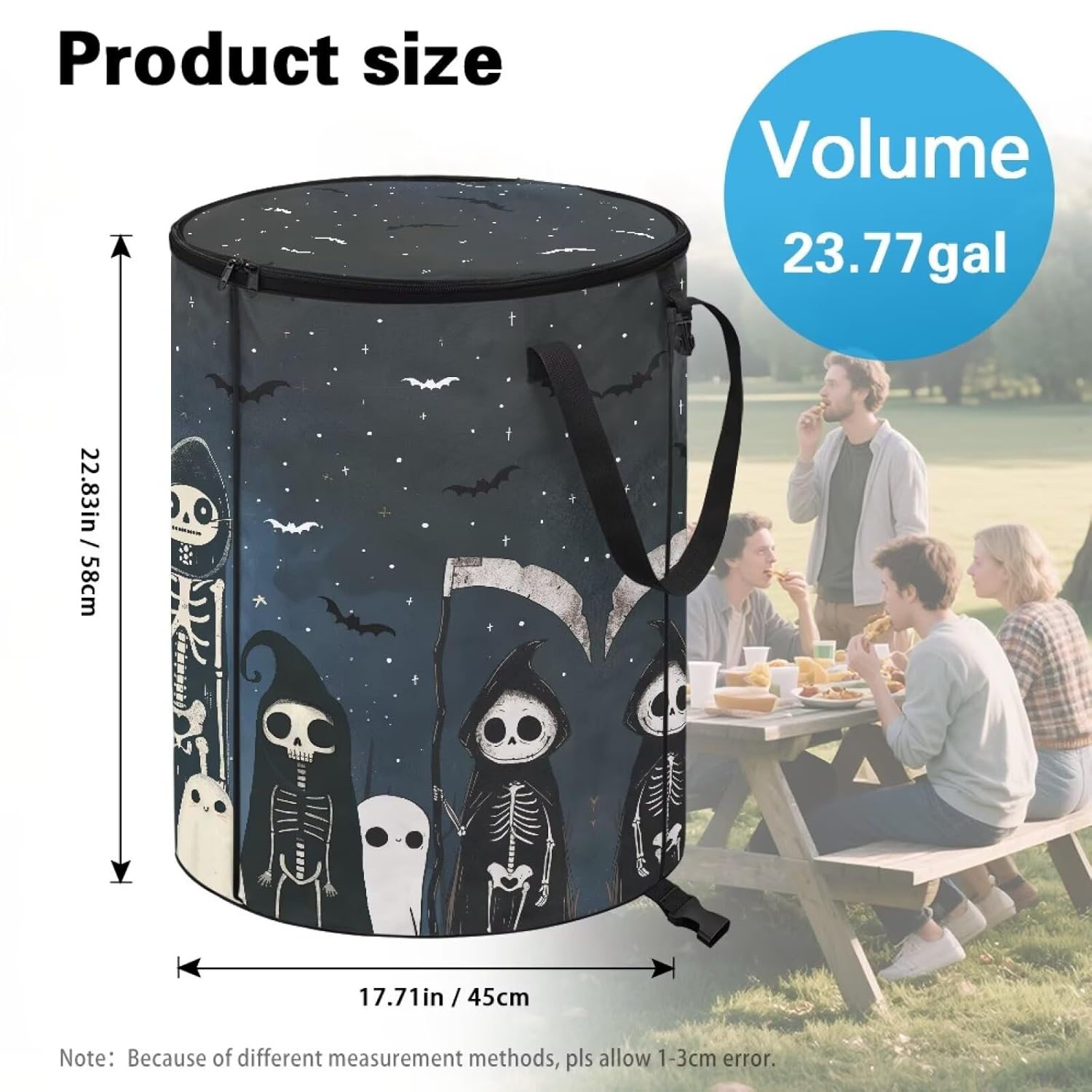 Halloween Ghost Bathroom Trash Can with Lid Outdoor Trash Cans for Patio Waterproof Collapsible Bedroom Garbage Can Decorative Easy to Use