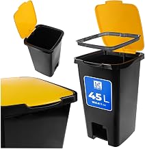 KADAX 45 Litre Pedal Bin with Lid and Pedal Bin, Large Waste Separation Bin, Plastic, Pedal Bin (Yellow)