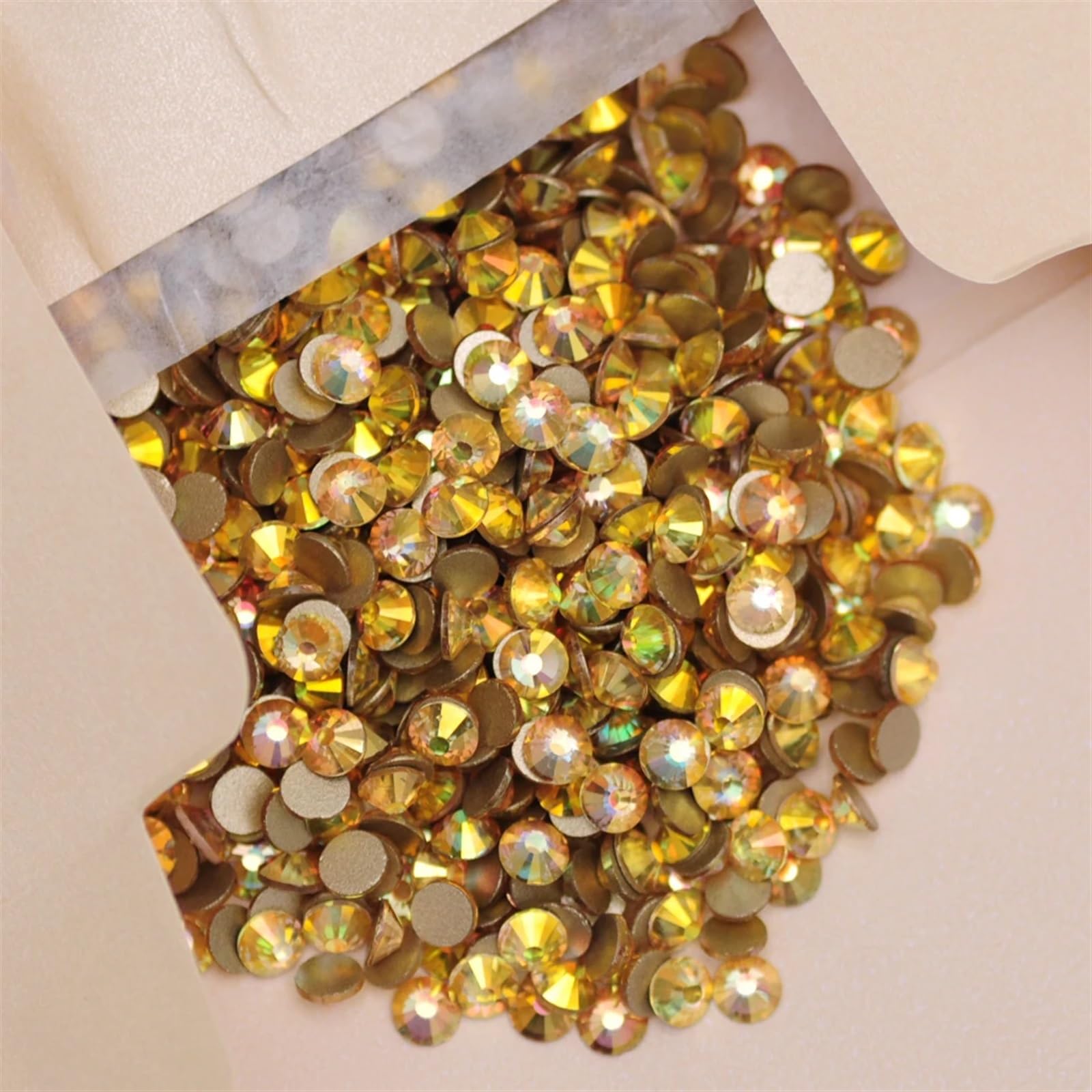 Hotfix Strasssteine Sunshine Gold Non Hotfix Strasssteine ​​Flatback Glas Strass Glitzer Nagel Charms Edelsteine ​​für Nail Art Kleidungsdekorationen für Nagel Gesicht Kunst(16facets,SS34 288pcs)