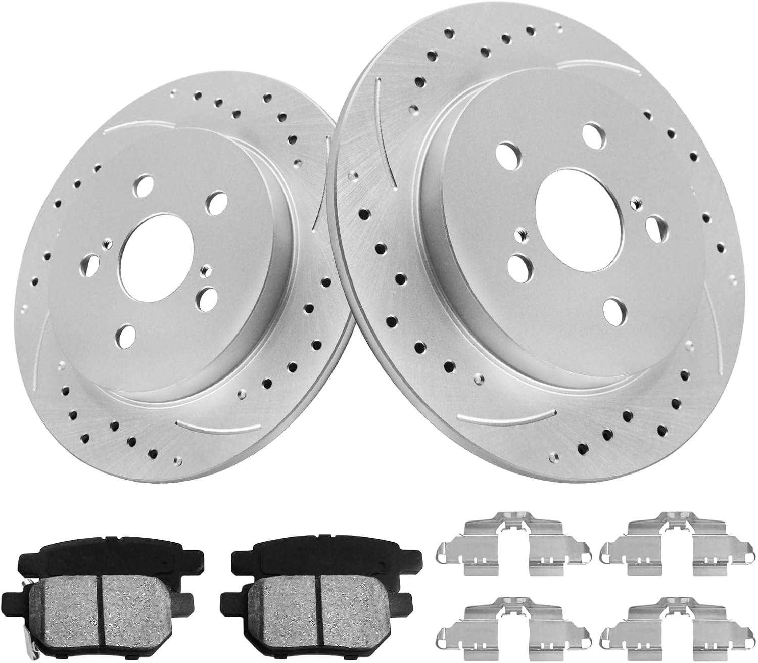 Anpulsero Rear Brake Kit, Brake Rotors and Brake Pads Compatible with 2009-2018 Toyota Corolla, 2019 (1.8L)(ONLY Rear Disc, Not for Drums), 2010-2022 Toyota Prius | Anti-Rust Geomet Coated