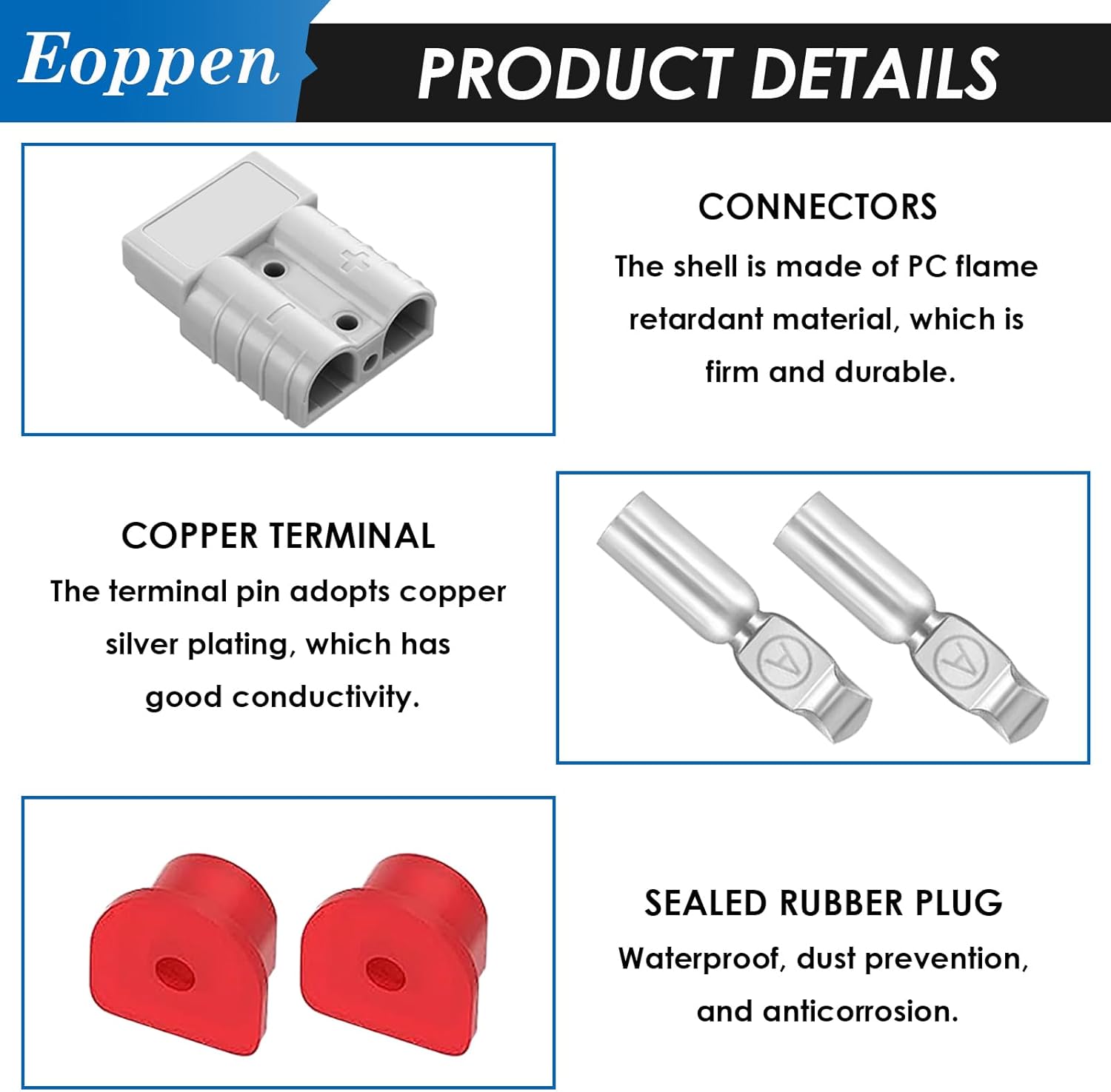 50Ampバッテリークイック接続/切断4個、6-12ゲージワイヤーハーネスプラグキット 12V-36Vバッテリーケーブルコネクター