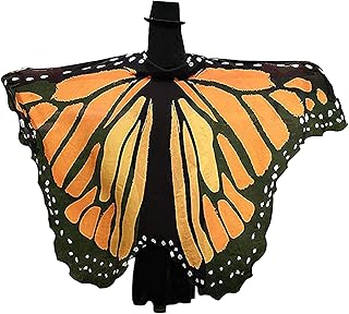 Halloween Butterfly Wings Costume for Women Girls Printed Moth Cape Shawl Wrap Moth Butterfly Cloak(Yellow)