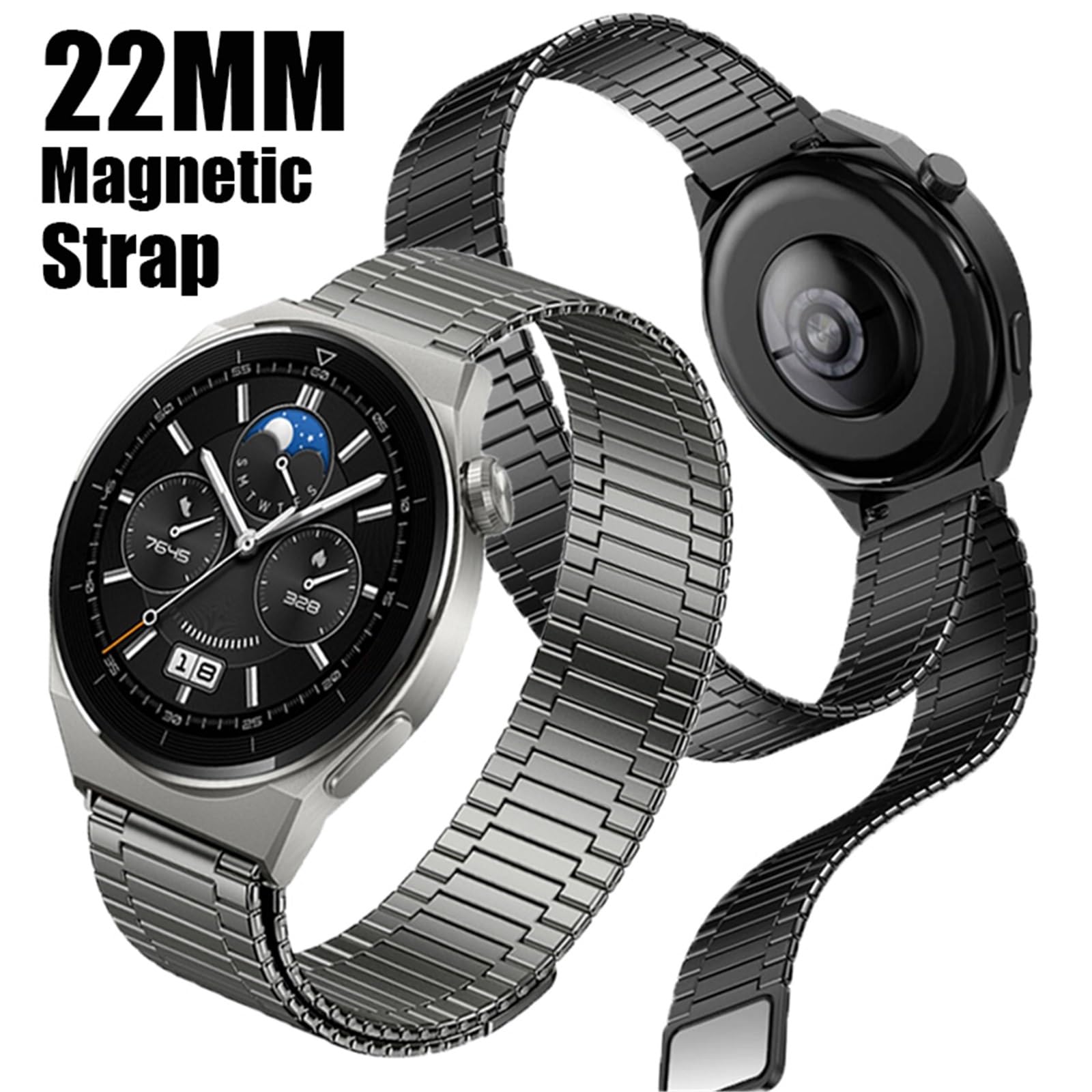 CZKE Bracelet à boucle magnétique de 22 mm pour GTR 2 3 4 2e 3Pro GTR 47 mm pour Huawei Watch 5 4 GT3 GT2E Mi Watch Color/S1 pour Samsung Galaxy 3 4 5 6 7 45 mm