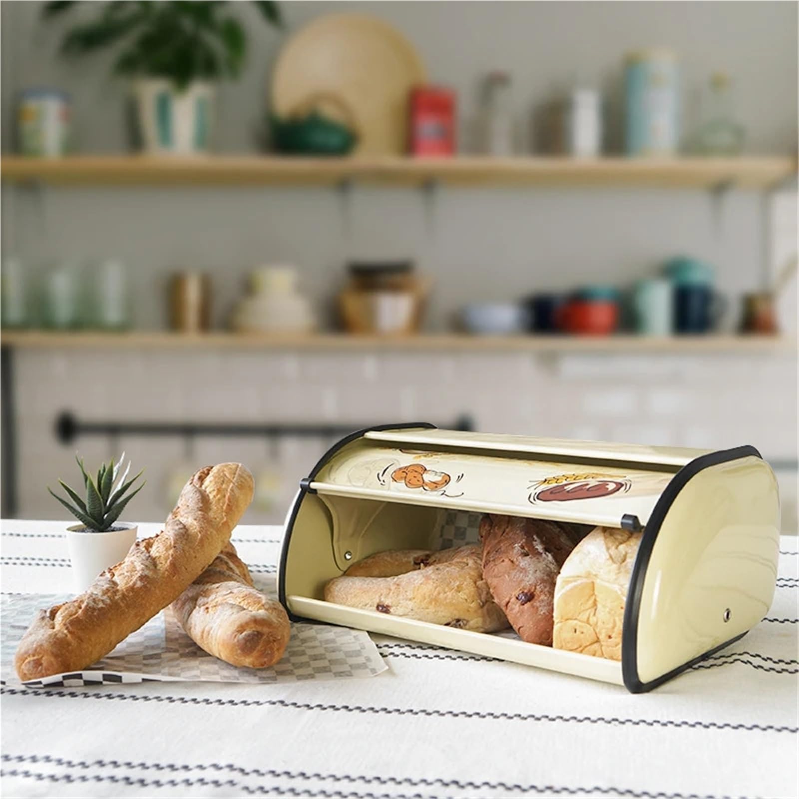 Scatola for il pane in metallo da cucina Contenitore for la conservazione degli alimenti tavolo for snack picnic all'aperto Comoda pattumiera for con coperchio ribaltabile Per Cucina