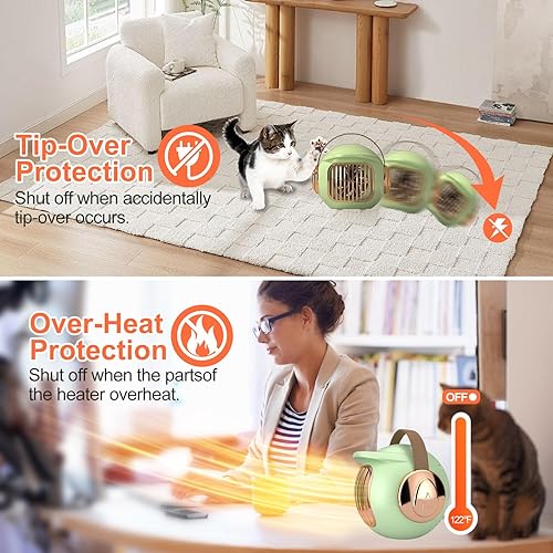 Miniatura 5 de Calentador de espacio, calentador portátil para escritorio de oficina, mini calentador de tienda de campaña de 400 W para campamento (uso en