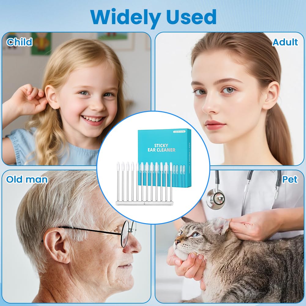 OFFCUP 24 Bastoncini Adesivi per Pulizia Orecchie, Asta Pulizia Orecchie Appiccicoso Lavabile, Sticky Ear Cleaner, Earwax Removal Stick Riutilizzabili per Adulti E Bambini, Ideale per Viaggi E Casa