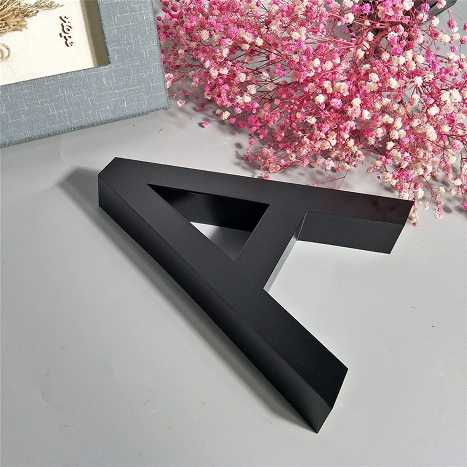 PYouo-Targa Black Metal 3D Modern House Numbers Segno, Acciaio Inossidabile Lettre addresss, 0-9 ABC Impermeabile Esterna di casa, Miglior Logo (Color : A, Size : 250mm 10in)