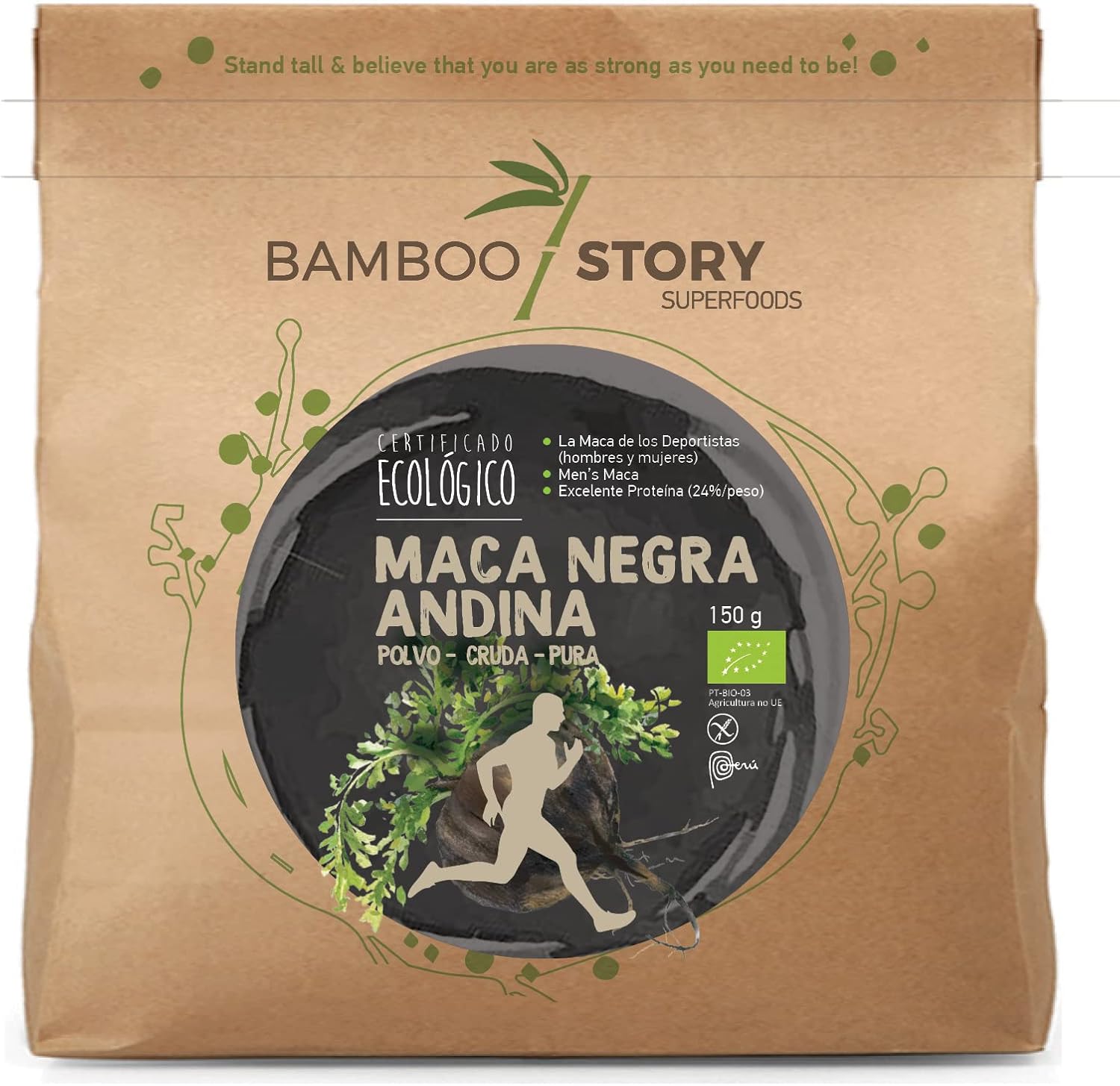 Black Maca | BAMBOO STORY | Powder | Peru | 100% Pure | Raw | Organic | 150g