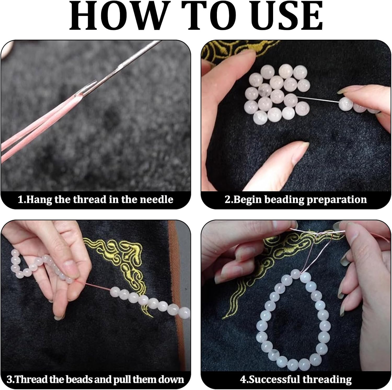 Beading Needles for Jewelry Making 7 Pcs Bead Needle, Bead Threader Silver Beading Supplies Suitable for Bracelets, Necklaces and DIY (with Tongue Crochet Needle*2)