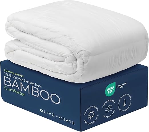 Olive + Crate 100% Viscose Derived from Bamboo Comforter - King Size - Hypoallergenic, Cooling & Moisture-Wicking Bedding - All Season Lightweight Plush Design - Organic King Comforter - 102"x90"