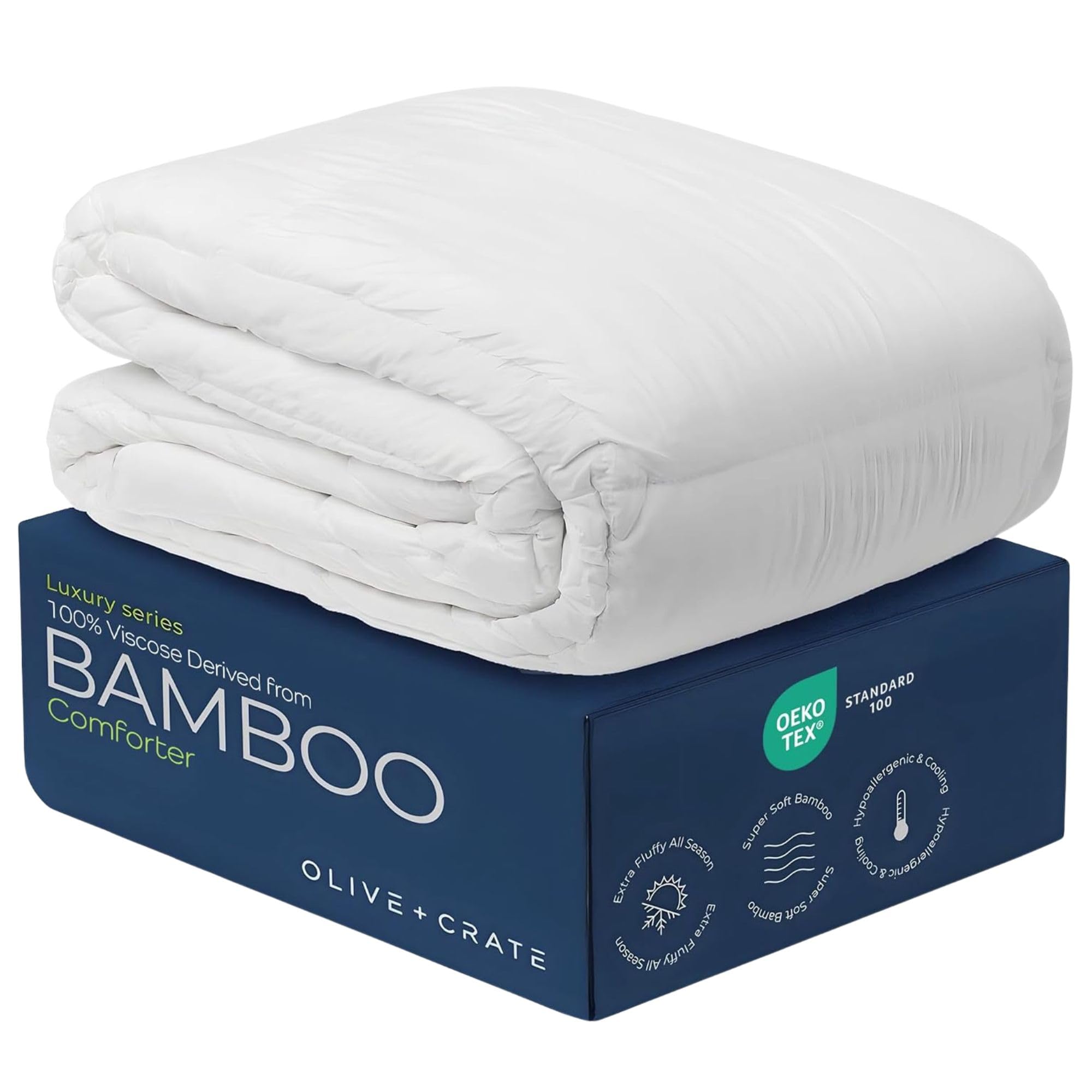 Sponsored Ad - 100% Viscose Derived from Bamboo Comforter - Queen Size - Hypoallergenic, Cooling & Moisture-Wicking Bedding - All Season Lightweight Plush Design - Organic Queen Comforter - 80"x 90"