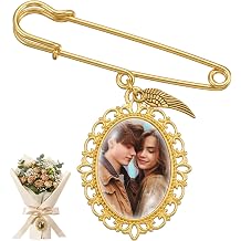Bouquet Charm, Wedding Bouquet Photo Charms, Custom Picture Frame Memory Pin for Bride Grooms, Memory Pins for Passed Loved Ones, Graduation Bridal Wedding Decoration Gold