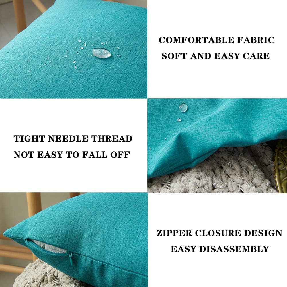 Set of 4 Decorative Outdoor Throw Pillow Covers,Patio Balcony Waterproof 18 x 18 Inches Square Pillow Cases,PU Coating Pillow Shell for Christmas,Garden,Cushion,Couch, Bed,Sofa (Blue) : Patio, Lawn & Garden